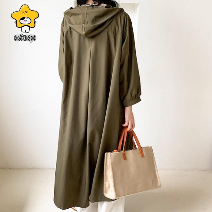 トレンチコート ロングコート シャツワンピース　ロング丈　羽織り 体型カバー 大きいサイズ ドルマン ビッグシルエット レディース 秋 | ブランド登録なし | 04
