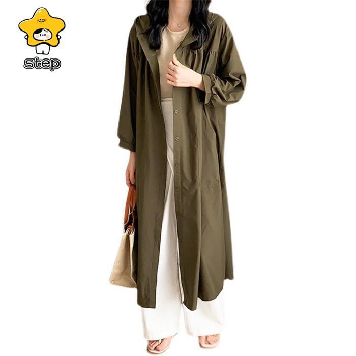 トレンチコート ロングコート シャツワンピース　ロング丈　羽織り 体型カバー 大きいサイズ ドルマン ビッグシルエット レディース 秋 | ブランド登録なし | 05