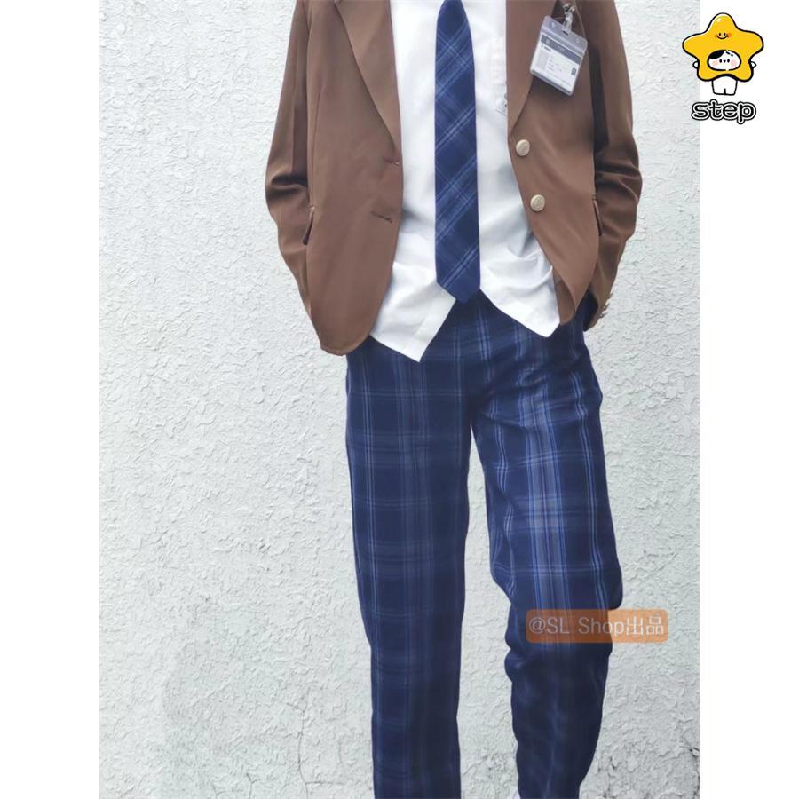 ロングパンツ 男子 高校生 制服 スクールパンツ ズボン チェック 2点