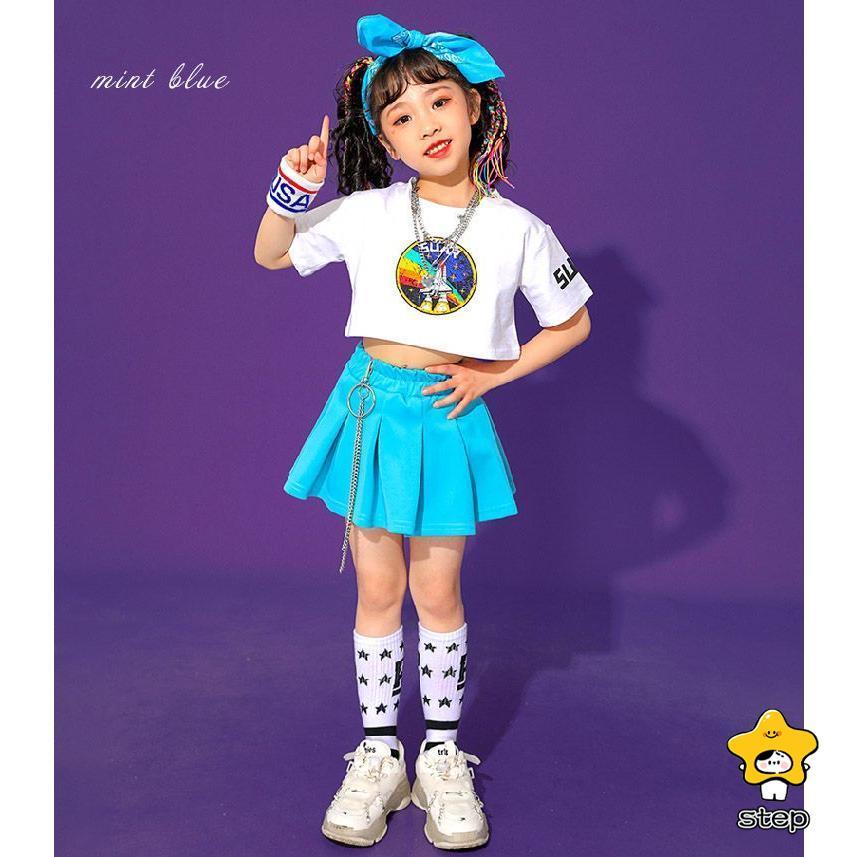 キッズ ダンス 衣装 黄色 へそ出し トップス チアガール衣装 赤