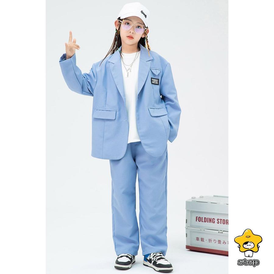 ダンス 衣装 キッズ ヒップホップ セットアップ ダンススーツ 長袖 青色スーツ ジャケット パンツ 長ズボン 上下セット 2点セット へそ出し ジャズダンス 衣装 | ブランド登録なし | 06