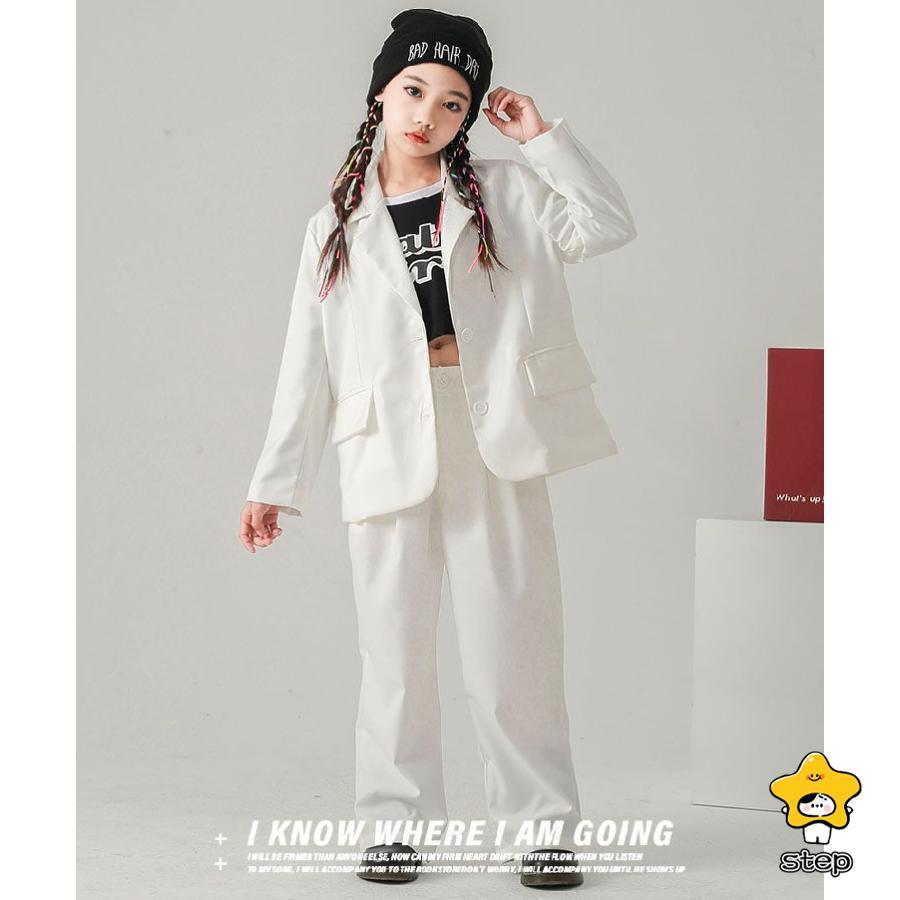 キッズ ダンス 衣装 ヒップホップ 白 ダンススーツ かっこいい