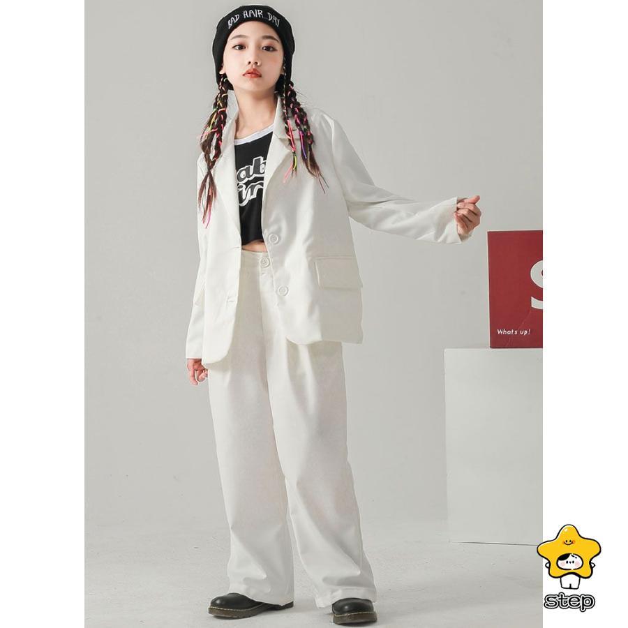 キッズ ダンス 衣装 ヒップホップ 白 ダンススーツ かっこいい