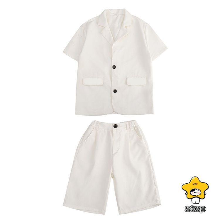 キッズ ダンス 衣装 セットアップ ヒップホップ へそ出し ジャケット ハーフパンツ ヒップホップ プレザー  グリーン 白 黒 緑 スーツ ジャズダンス 衣装 ユニセ | ブランド登録なし | 08