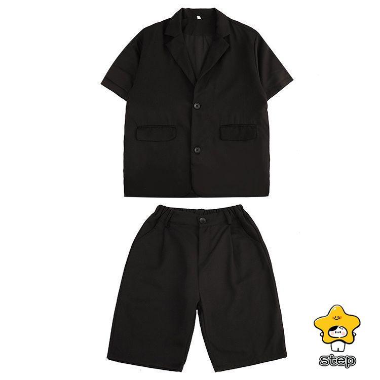 キッズ ダンス 衣装 セットアップ ヒップホップ へそ出し ジャケット ハーフパンツ ヒップホップ プレザー  グリーン 白 黒 緑 スーツ ジャズダンス 衣装 ユニセ | ブランド登録なし | 03