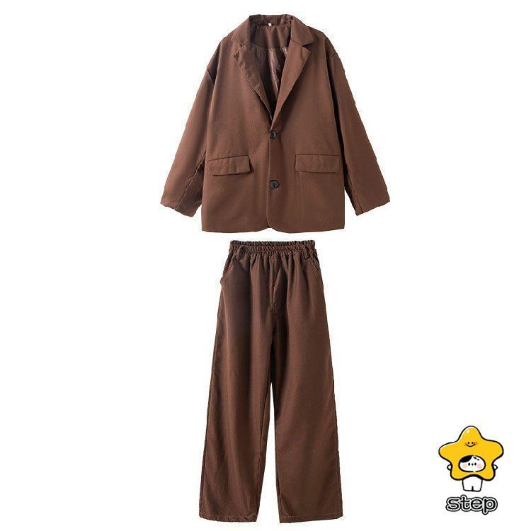 キッズ ダンス衣装 茶色 スーツ ヒップホップ セットアップ かっこいい 男の子 女の子 韓国 K-pop衣装 ジャズダンス かっこいい ジャケット パンツスーツ 卒業式 | ブランド登録なし | 06