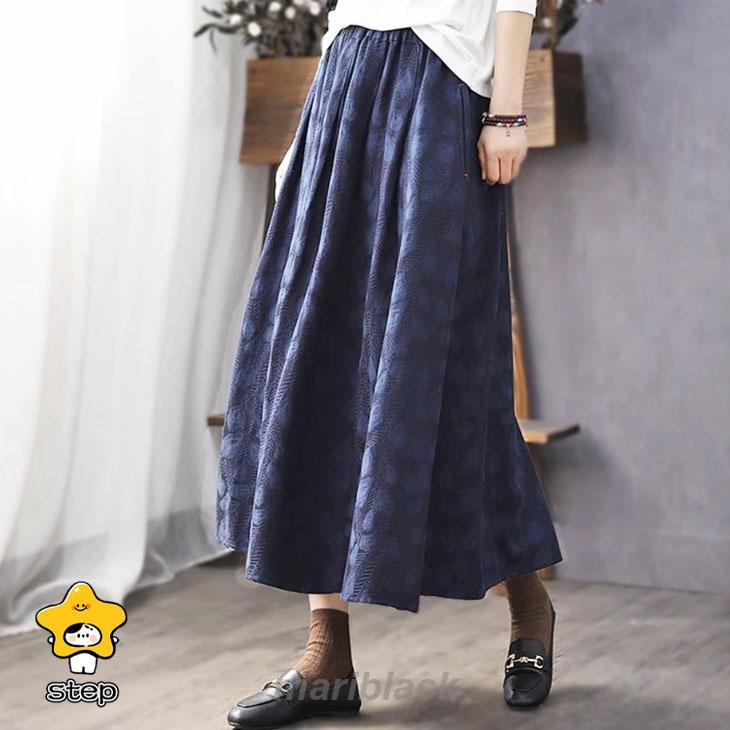 ジャガード フレア ロング スカート ボトムス ミモレ 柄 ウエストゴム ゆったり 大きめ 無地 可愛い カジュアル シンプル きれいめ 秋 冬 レディース 韓国ファッ | ブランド登録なし | 07