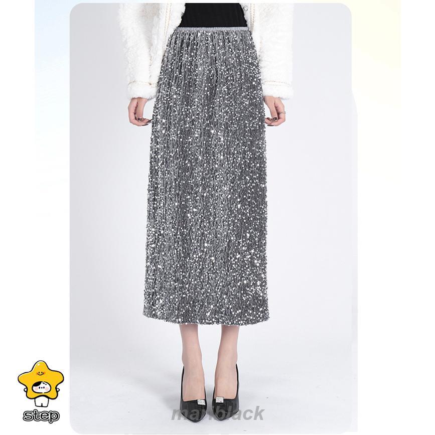 スパンコール ミモレスカート バックスリット ストレートスカート ミモレ丈 スカート ボトムス 可愛い カジュアル 秋 冬 きれいめ おしゃれ レディース 韓国ファ | ブランド登録なし | 08