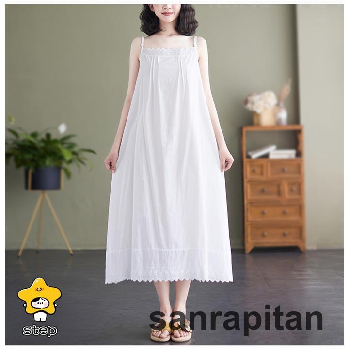 インナーワンピース ペチコート 綿 レース 春 夏 ペチワンピース キャミワンピース レディース 40代 春夏 刺繍風 綿 体型カバー 韓国 カジュアル | ブランド登録なし | 04