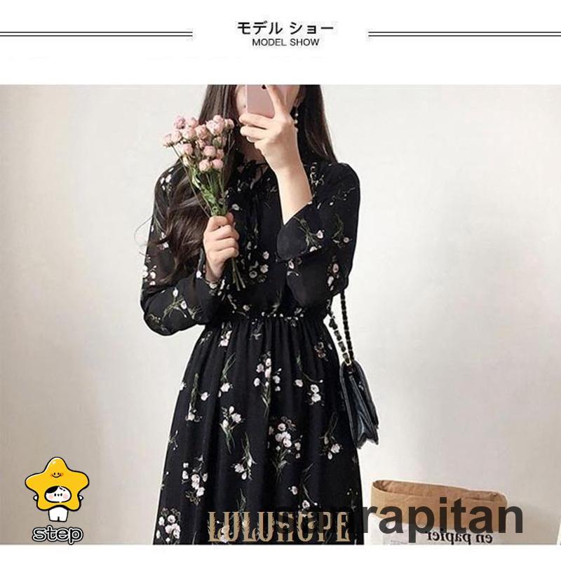 春 夏 シフォンワンピース 花柄 レディース ワンピース 長袖