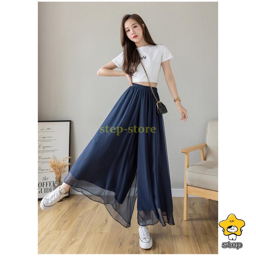 ワイドパンツ シフォン レディース ガウチョパンツ 大きいサイズ 夏 フレアパンツ ガウチョ スカンツ スカーチョ ロングパンツ ズボン パンツ ロング丈 | ブランド登録なし | 07