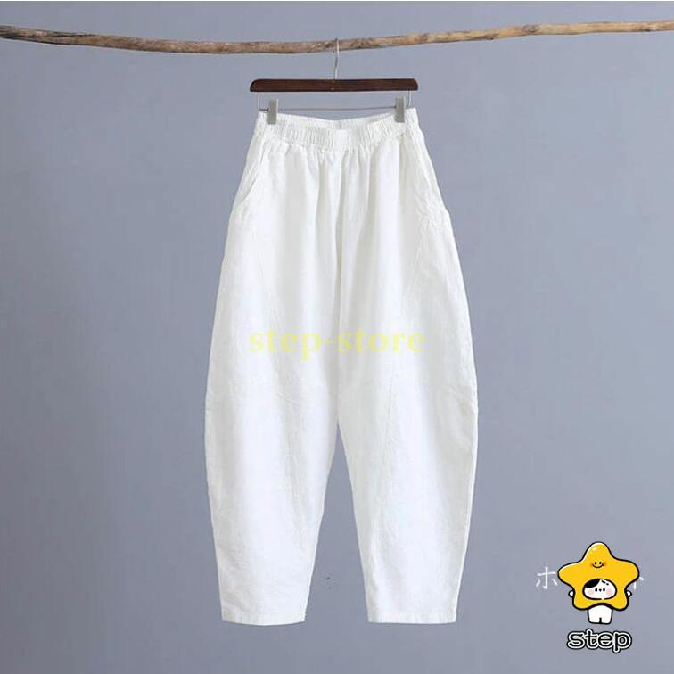 リネンパンツ バルーンパンツ 麻パンツ ロングパンツ ワイドパンツ 春 夏 レディース 綿麻 切り替え カーブパンツ サルエルパンツ | ブランド登録なし | 13