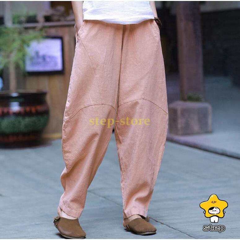 リネンパンツ バルーンパンツ 麻パンツ ロングパンツ ワイドパンツ 春 夏 レディース 綿麻 切り替え カーブパンツ サルエルパンツ | ブランド登録なし | 06