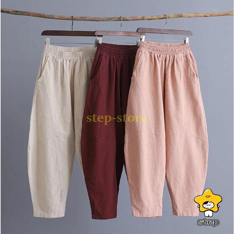 リネンパンツ バルーンパンツ 麻パンツ ロングパンツ ワイドパンツ 春 夏 レディース 綿麻 切り替え カーブパンツ サルエルパンツ | ブランド登録なし | 07