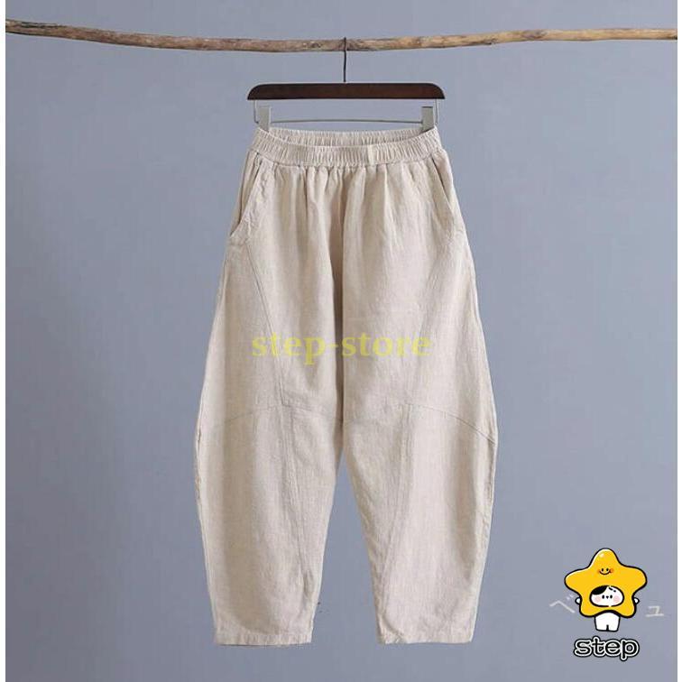 リネンパンツ バルーンパンツ 麻パンツ ロングパンツ ワイドパンツ 春 夏 レディース 綿麻 切り替え カーブパンツ サルエルパンツ | ブランド登録なし | 09