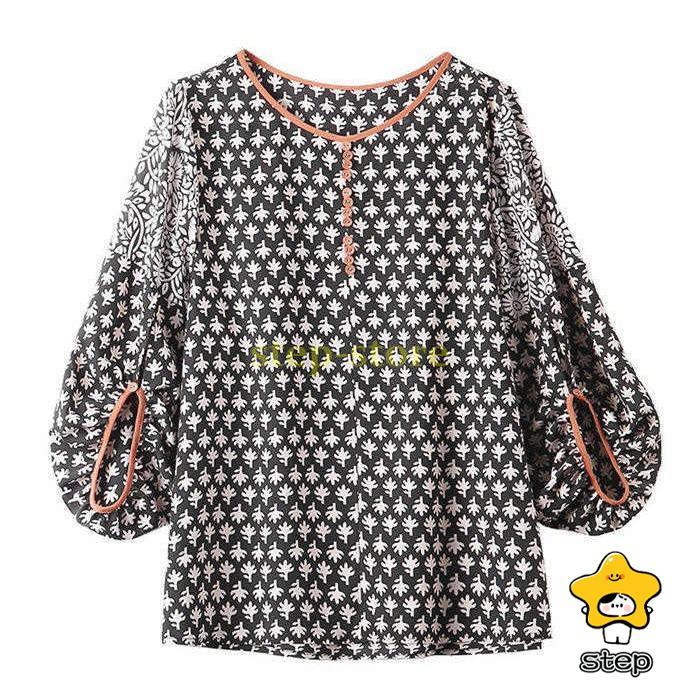 ブラウス レディース シャツ 40代 春夏新作 オシャレ 花柄 Tシャツ 七分袖 トップス 大きいサイズ レションTシャツ 大人 通勤 30代 50代  おしゃれ 可愛い | ブランド登録なし | 05