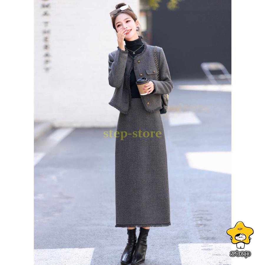 ツイードスーツ セットアップ スーツジャケット ロングスカート