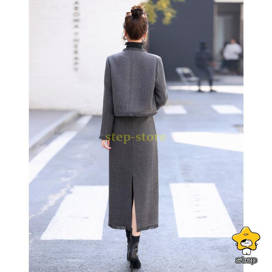 ツイードスーツ セットアップ スーツジャケット ロングスカート
