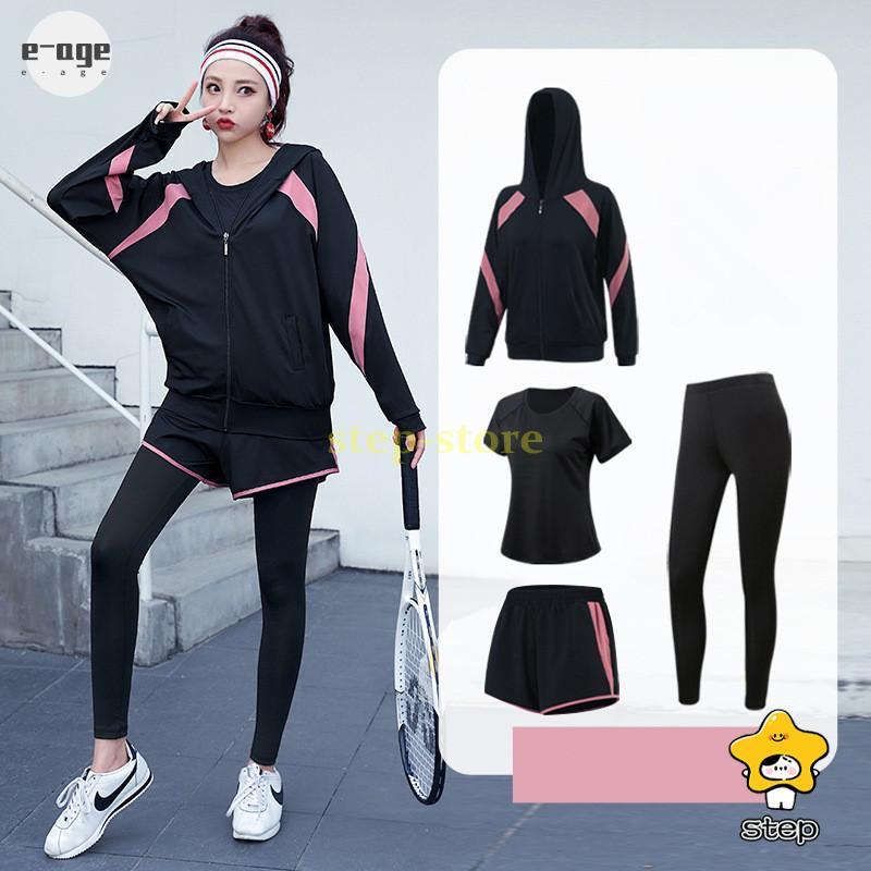 スポーツウェア 上下セット ヨガウェア レディース トップス パンツ フィットネスウェア パーカー 4点セット 大きいサイズ ランニングウェア トレーニングウェア | ブランド登録なし | 01