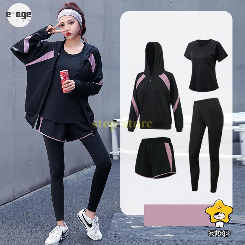 スポーツウェア 上下セット ヨガウェア レディース トップス パンツ フィットネスウェア パーカー 4点セット 大きいサイズ ランニングウェア トレーニングウェア | ブランド登録なし | 02