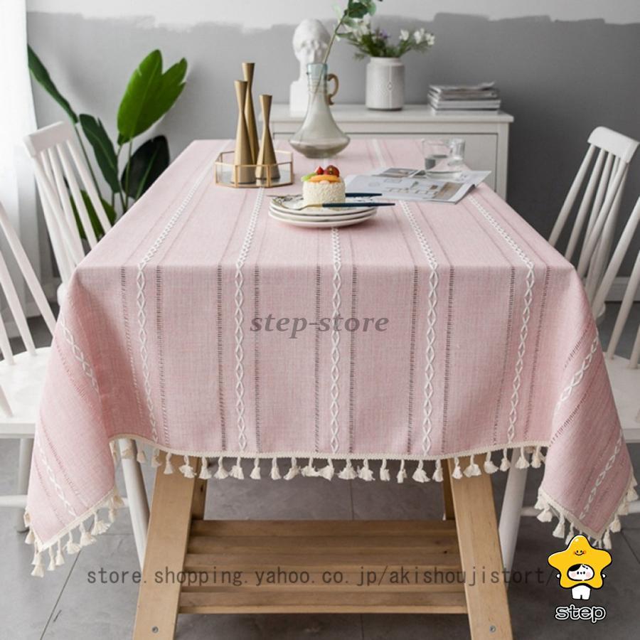 テーブルクロス テーブルカバー 防水 防カビ 厚手 耐久性 ストライプ 北欧 テーブルマット 食卓カバー おしゃれ キャンプ用 北欧風 グレー ピンク グリーン | ブランド登録なし