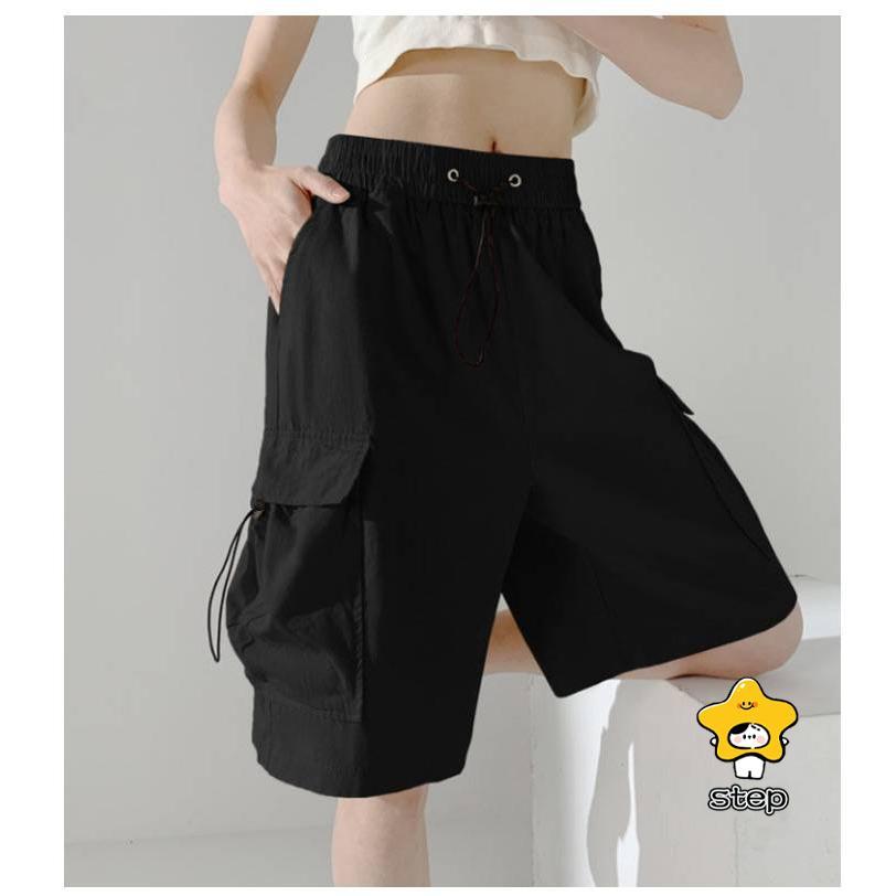 黒 ハーフパンツ ウエストゴム ポケット付き ns-99fzfz-023_c0.jpg