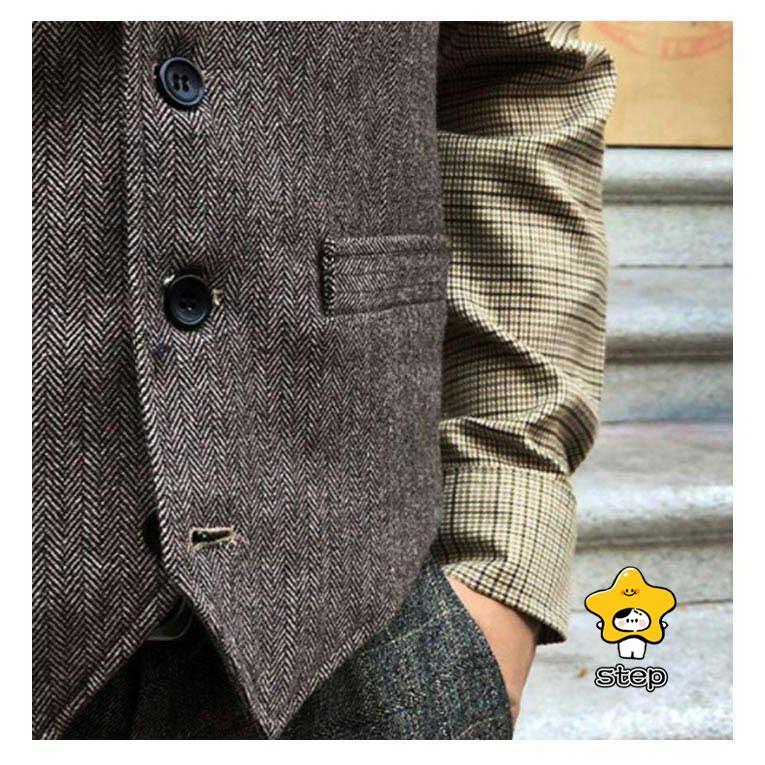 ベスト メンズ スーツ ジレ ツイード ウール混 暖かい スリム 大きいサイズ ビジネス 細身 ビジネス 結婚式ベスト フォーマル  紳士 カジュアル | ブランド登録なし | 12