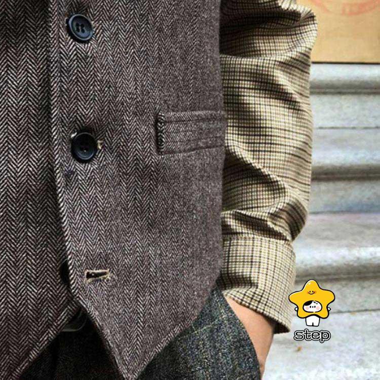 ベスト メンズ スーツ ジレ ツイード ウール混 暖かい スリム 大きいサイズ ビジネス 細身 ビジネス 結婚式ベスト フォーマル  紳士 カジュアル | ブランド登録なし | 01