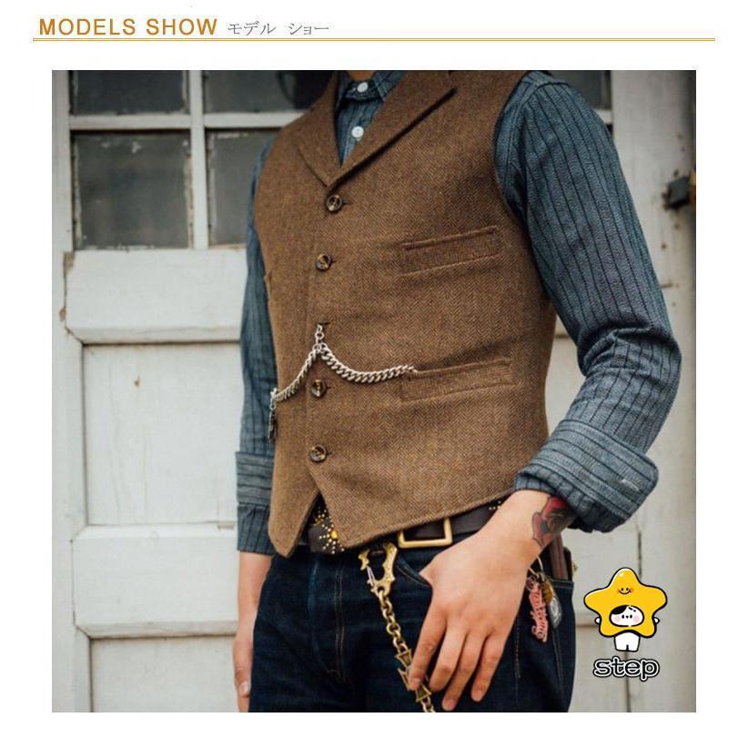 ベスト メンズ スーツ ジレ ツイード ウール混 暖かい スリム 大きいサイズ ビジネス 細身 ビジネス 結婚式ベスト フォーマル  紳士 カジュアル | ブランド登録なし | 07