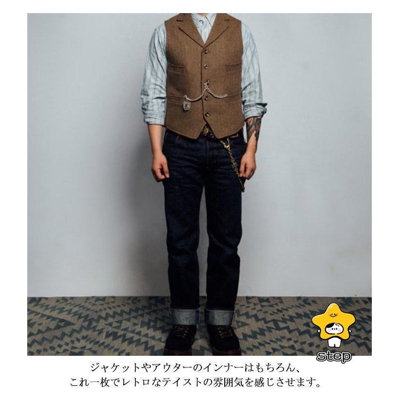 ベスト メンズ スーツ ジレ ツイード ウール混 暖かい スリム 大きいサイズ ビジネス 細身 ビジネス 結婚式ベスト フォーマル  紳士 カジュアル | ブランド登録なし | 09