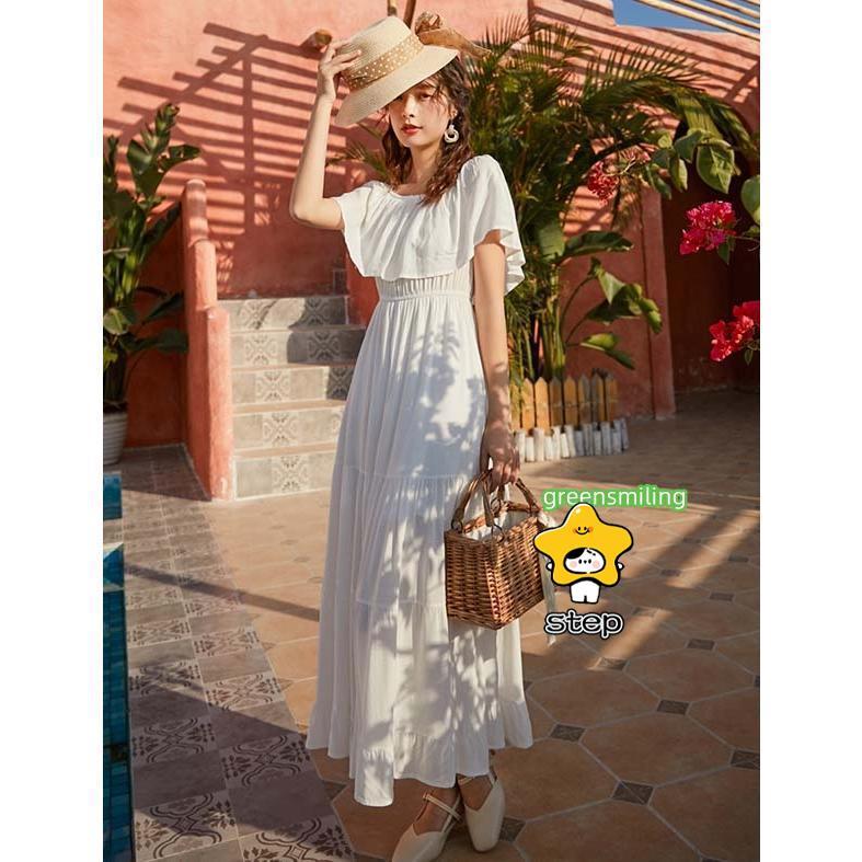 リゾートワンピース オフショルダー マキシ丈ワンピース ロング