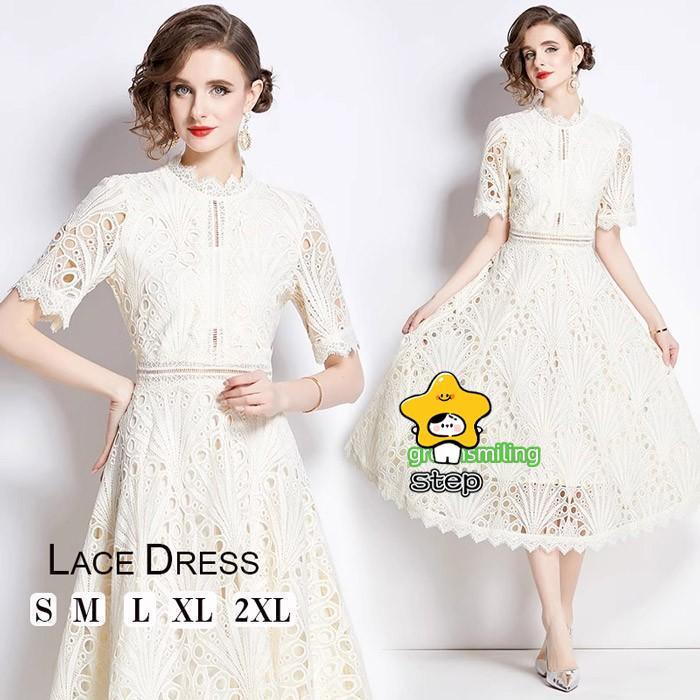 レースワンピース シースルー ミディ丈 ドレス aライン 大きい