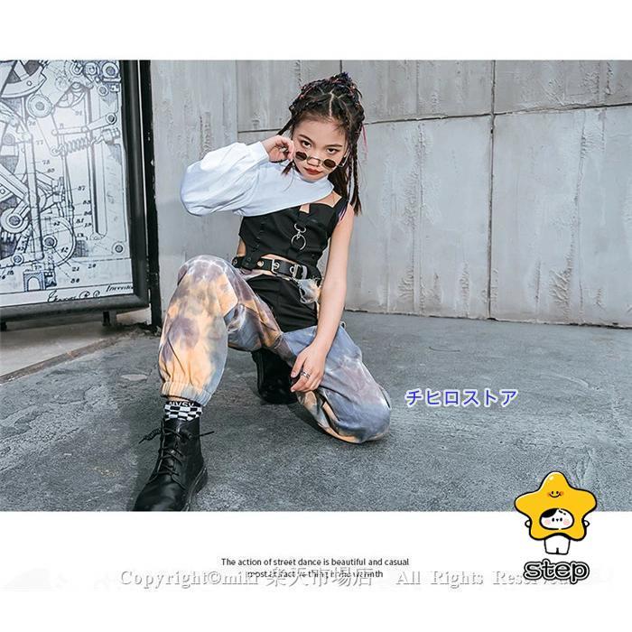 3点セット タンクトップ ズボン ベスト キッズ 社交ダンス 衣装 ジャズダンス 衣装 子供 ガールズ チア ユニフォーム キッズ チアリーダー コスチューム チアガ_4