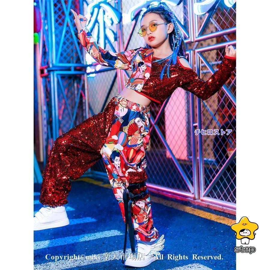 スパンコール ズボン キッズ 社交ダンス 衣装 ジャズダンス 衣装 子供 ガールズ チア ユニフォーム キッズ チアリーダー コスチューム チアガール 衣装 ステージ_1