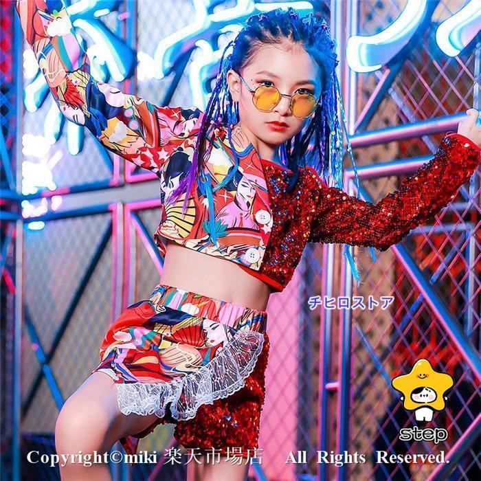 スパンコール ズボン キッズ 社交ダンス 衣装 ジャズダンス 衣装 子供 ガールズ チア ユニフォーム キッズ チアリーダー コスチューム チアガール 衣装 ステージ_2