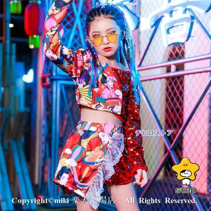 スパンコール ズボン キッズ 社交ダンス 衣装 ジャズダンス 衣装 子供 ガールズ チア ユニフォーム キッズ チアリーダー コスチューム チアガール 衣装 ステージ_3