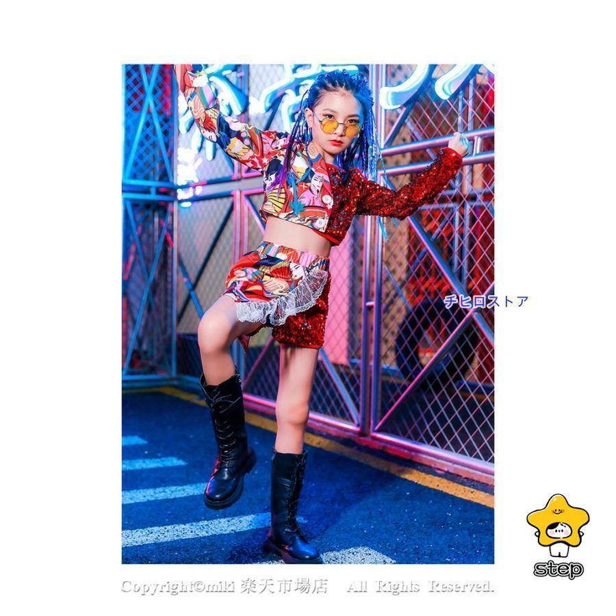 スパンコール ズボン キッズ 社交ダンス 衣装 ジャズダンス 衣装 子供 ガールズ チア ユニフォーム キッズ チアリーダー コスチューム チアガール 衣装 ステージ_4