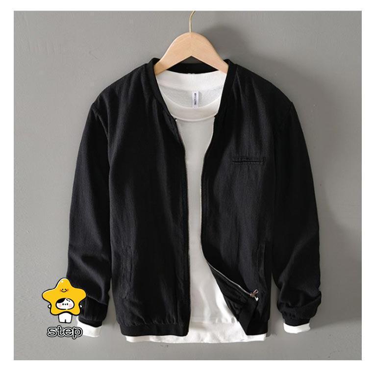 ジャケット メンズ 麻 リネン MA1 スタジャン リネンジャケット 麻