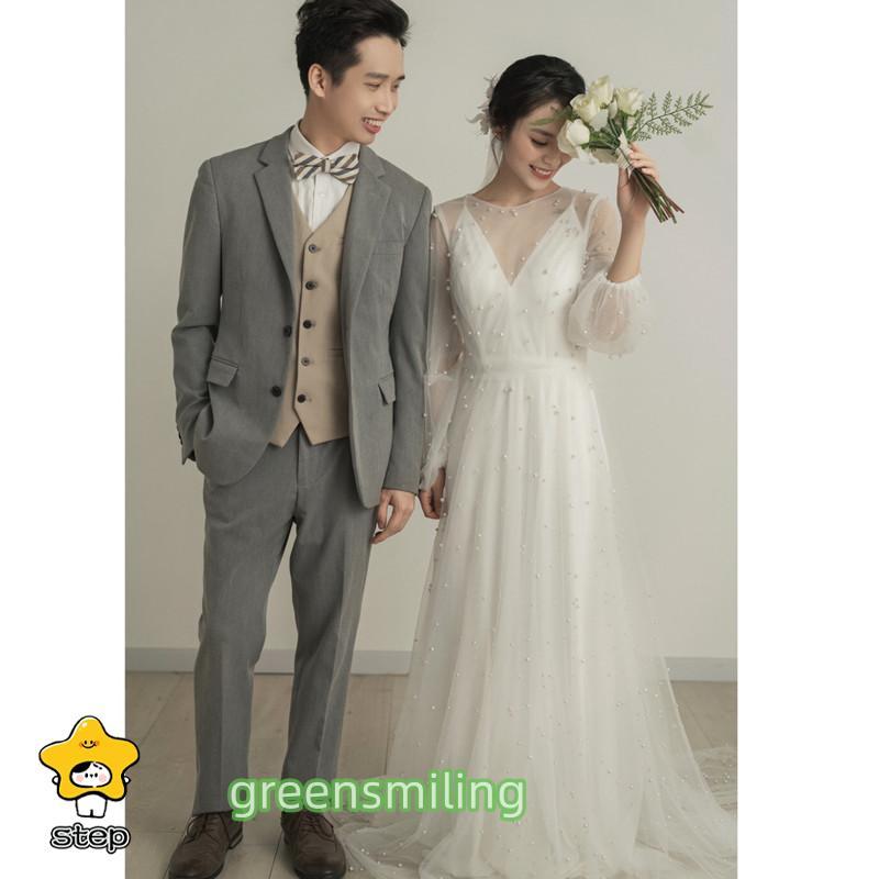 ウェディングドレス ロングドレス スレンダードレス チュール 長袖 パール 二次会 結婚式 前撮り ワンピース 白 ブライダル 花嫁 ウエディングドレス ウェディングドレス ロングドレス スレンダードレス チュール 長袖