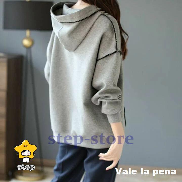 パーカー レディース プルオーバー ステッチ デザイン 前