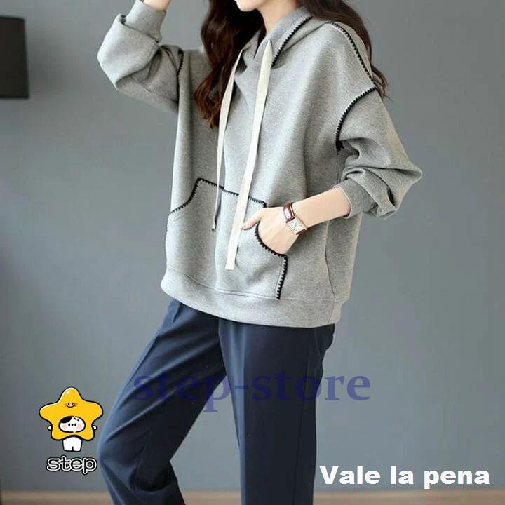 パーカー レディース プルオーバー ステッチ デザイン 前ポケット