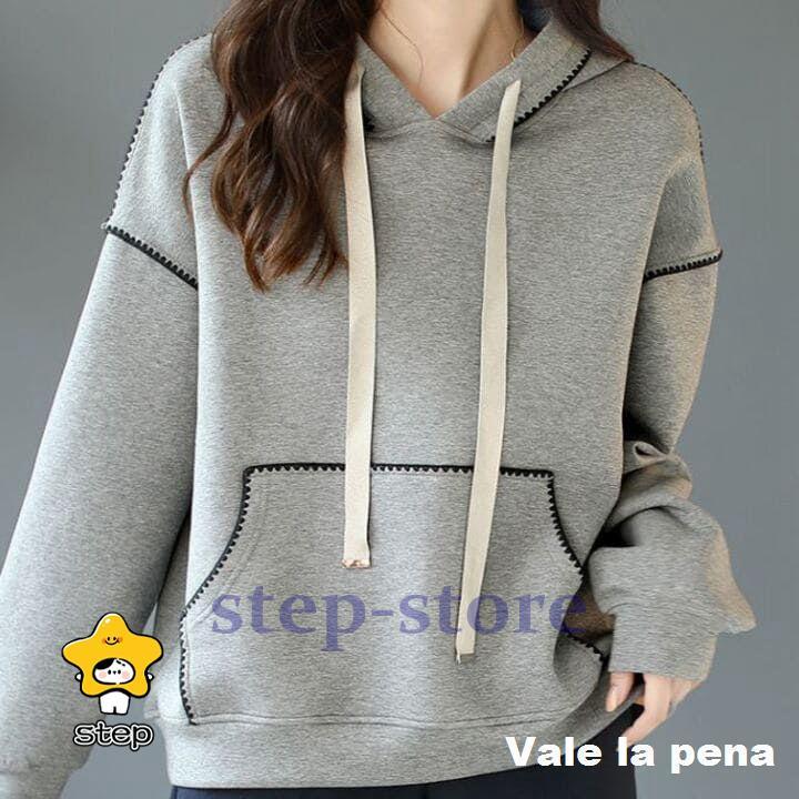 パーカー レディース プルオーバー ステッチ デザイン 前ポケット