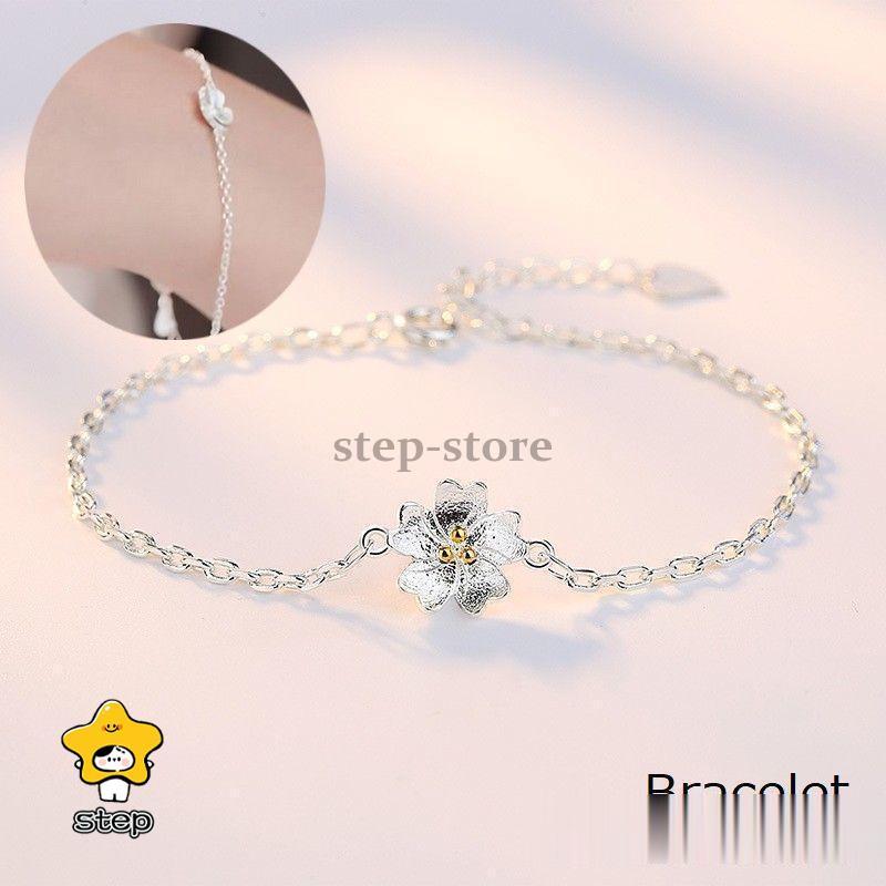 ブレスレット レディース アクセサリー 腕輪 プレゼント シンプル  小さめ チャーム チェーン 花 フラワー 桜 ハート アジャスター 華奢 細 | ブランド登録なし