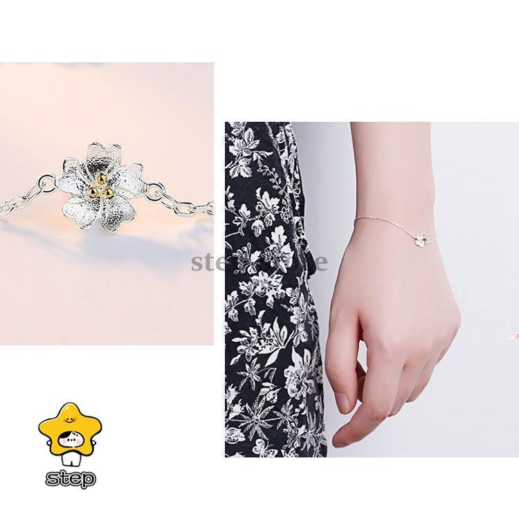 ブレスレット レディース アクセサリー 腕輪 プレゼント シンプル  小さめ チャーム チェーン 花 フラワー 桜 ハート アジャスター 華奢 細 | ブランド登録なし | 01