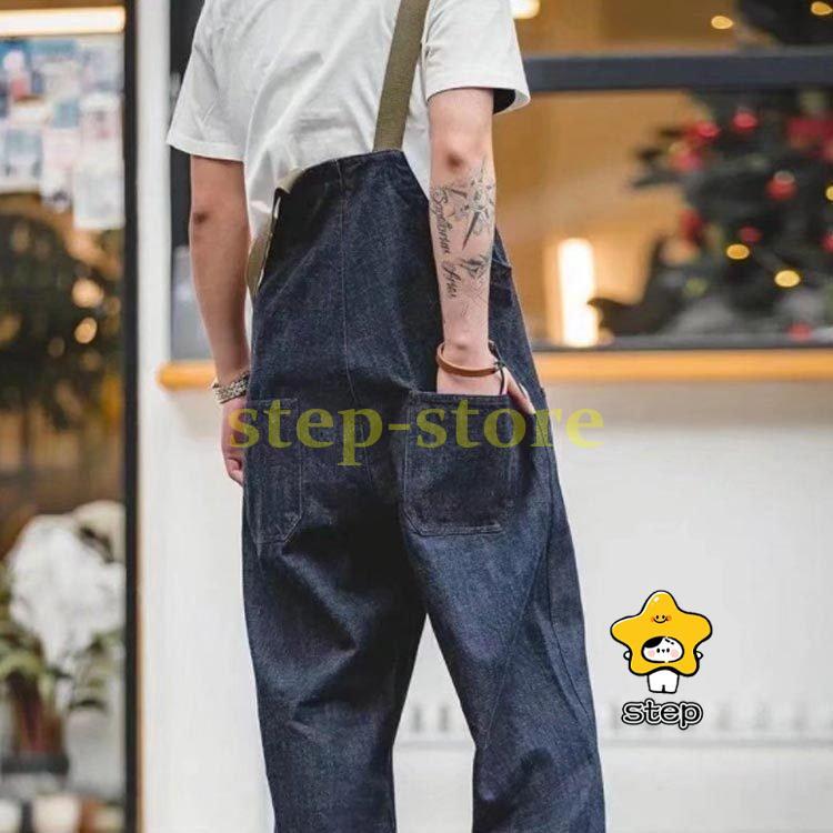 オーバーオール メンズ サロペットデニム つなぎ 作業着 ジーンズ サルエルパンツ デニムパンツ ゆったり カジュアル 大きめ メンズ レディース ユ_3