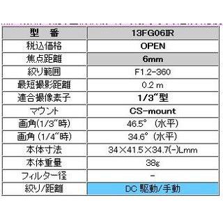 CCTVレンズ TAMRON単焦点ＣSマウントレンズ　IR対応　13FG06IR |  | 02