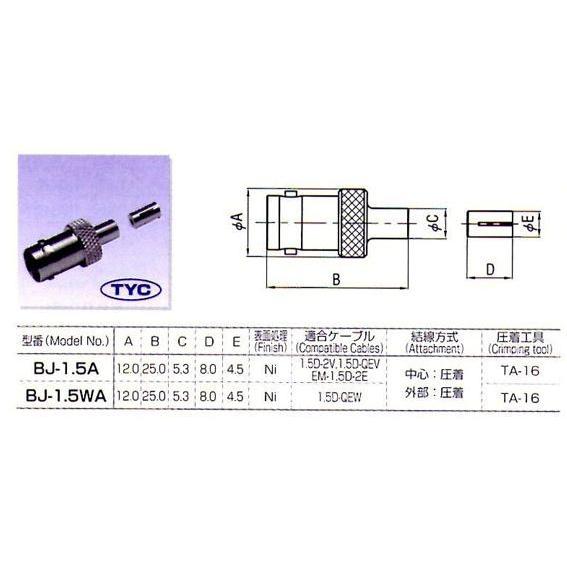 トーコネ（東洋コネクター） BNC型 ジャック（圧着タイプ） BJ-1.5A |  | 01