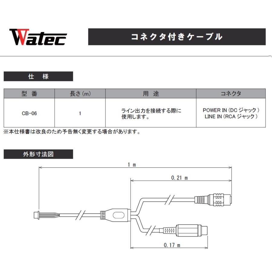 Watec ワテック CB-06 コネクタ付きケーブル |  | 01