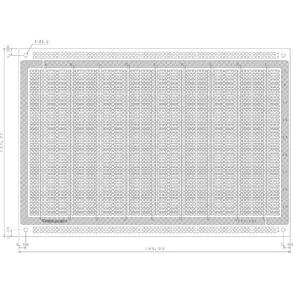 サンハヤト 基板  CPU-132   ユニバーサル基板　片面・ガラスエポキシ1.6t・198×137mm | 