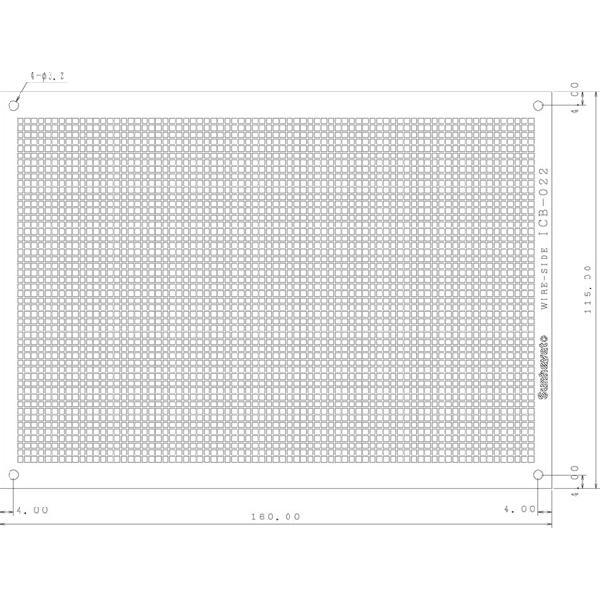 サンハヤト 基板  ICB-022   特殊IC用基板　2mmピッチ　角ドット基板　片面　1.6t×115×160mm | 